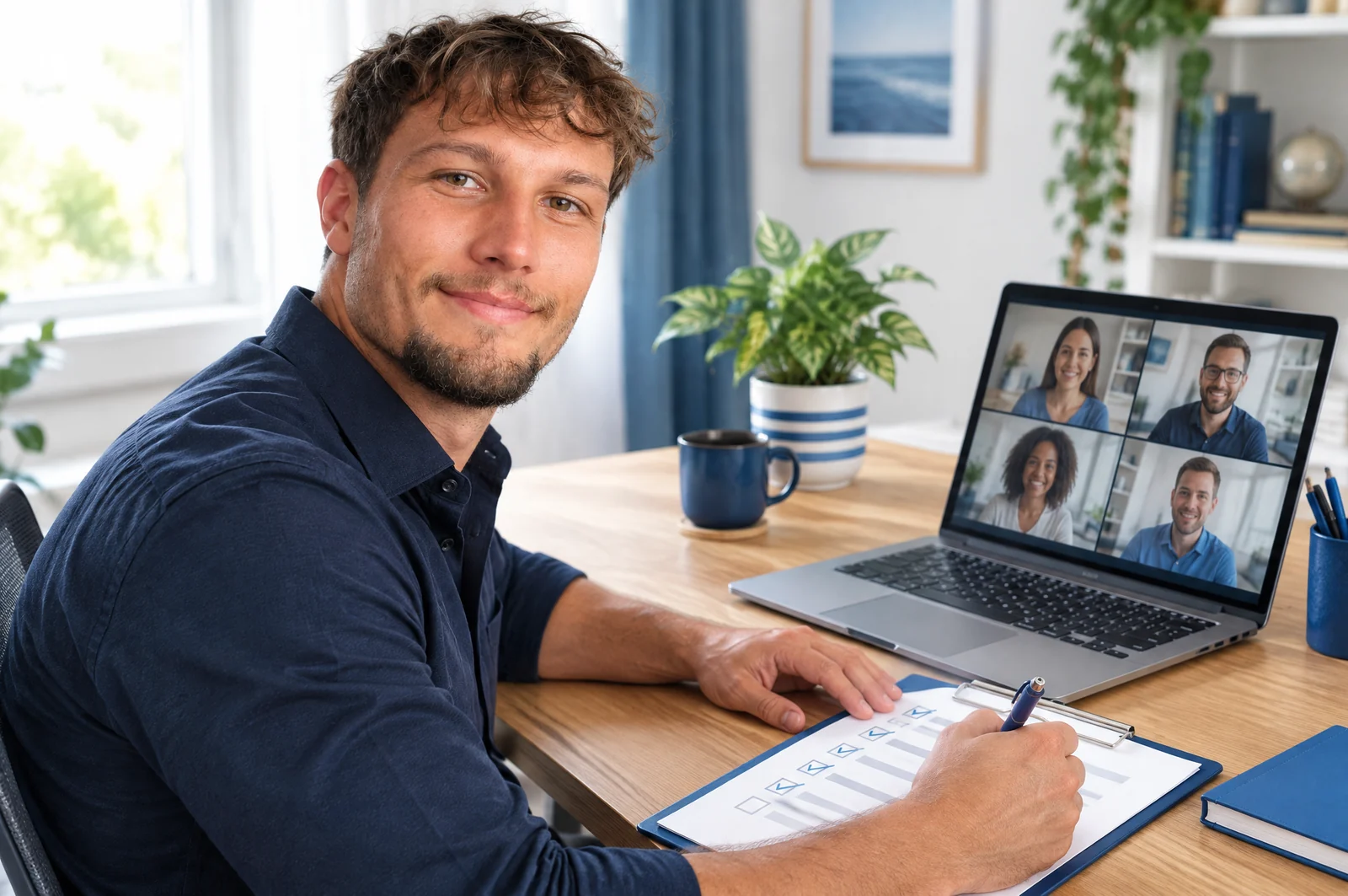 Adrian Groth bei einer KI-Schulung per Videokonferenz